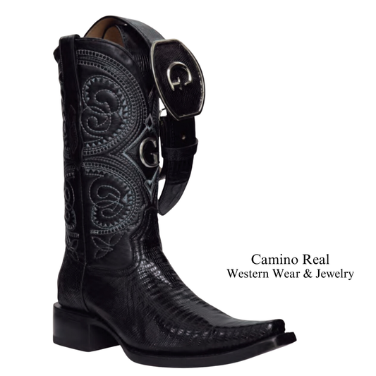 Men's Genuine Lizard Leather Versace Square Toe Boots