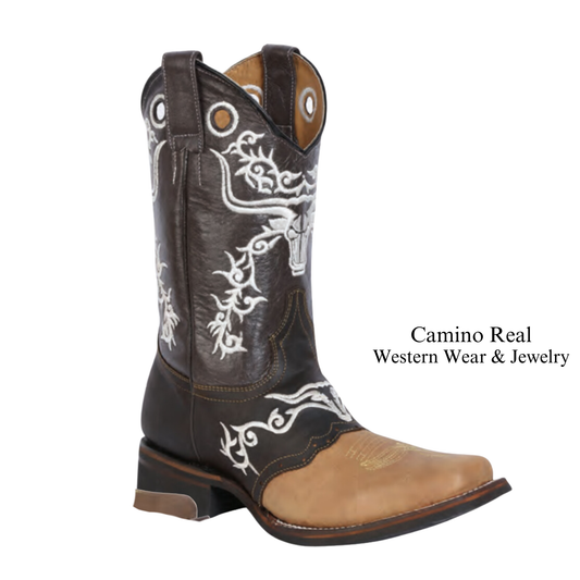 Men's Cowhide Leather Rodeo Square Toe Boots
