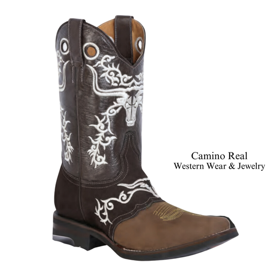 Men's Cowhide Leather Rodeo Square Toe Boots