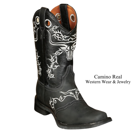 Men's Cowhide Leather Rodeo Square Toe Boots