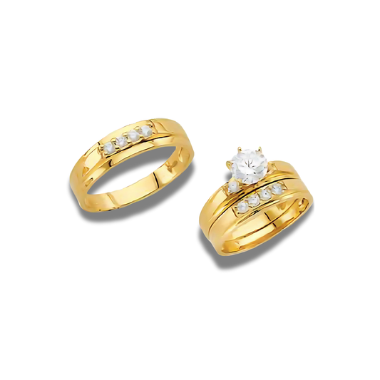 Zenda – 14k Gold Engagement Trio
