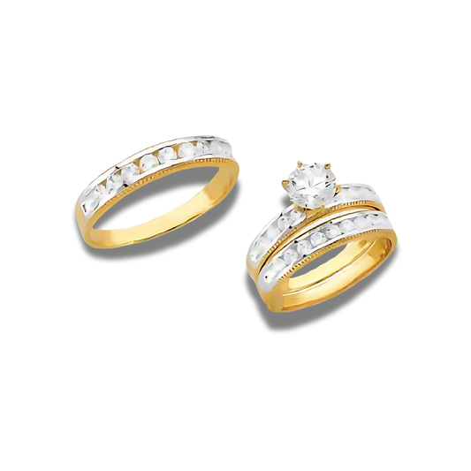 Desert Bloom – 14k Gold Engagement Trio