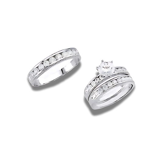 Meadow Light – 14k Gold Engagement Trio