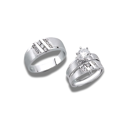 Ivory Flame – 14k Gold Engagement Trio