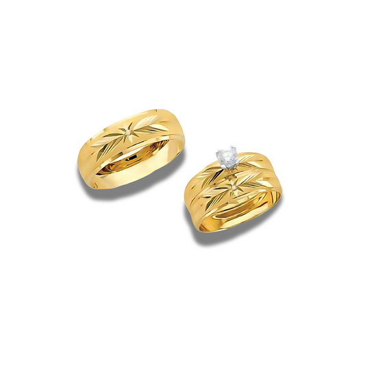 Peonía – 14k Gold Engagement Trio