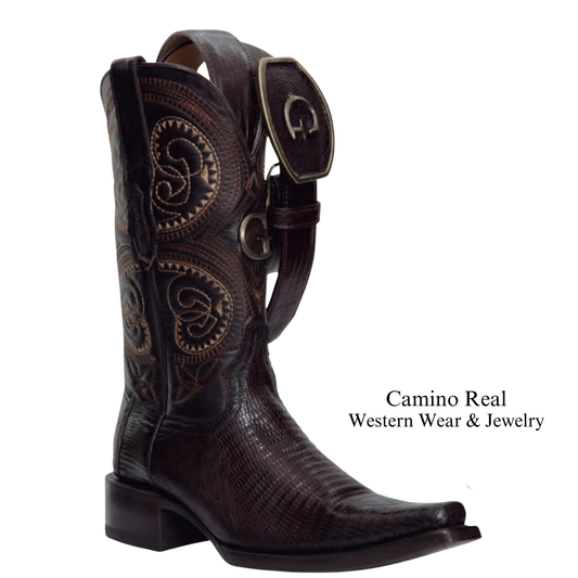 Men's Genuine Lizard Leather Versace Square Toe Boots