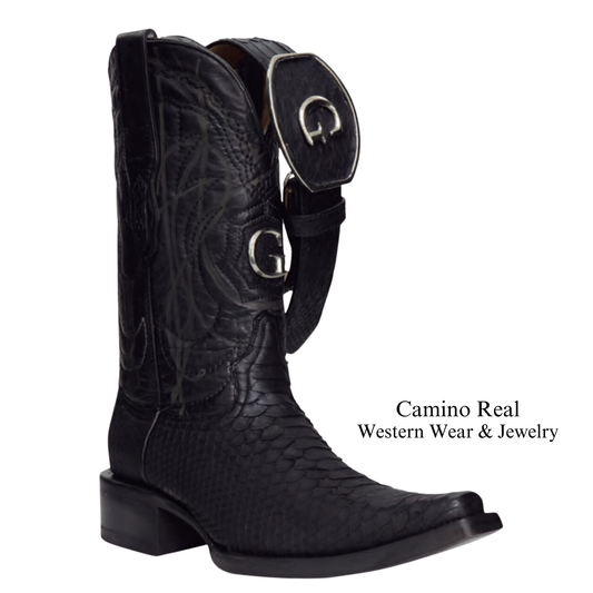 Men's Genuine Python Versace Square Toe Boots