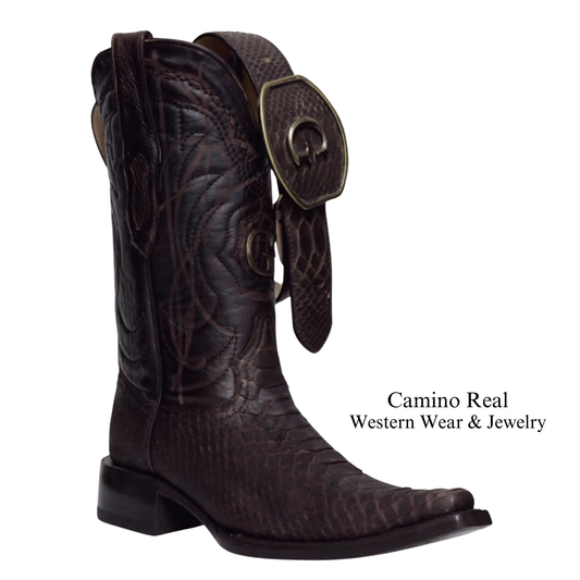 Men's Genuine Python Versace Square Toe Boots