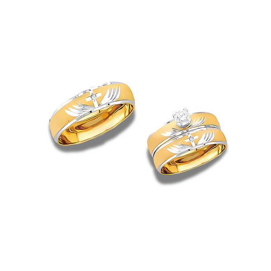 Clavel – 14k Gold Engagement Trio