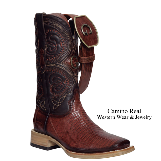 Men's Genuine Lizard Leather Rodeo Square Toe Boots