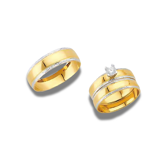Helecho – 14k Gold Engagement Trio