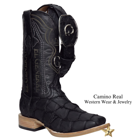 Men's Genuine Pirarucu (Monster-Fish) Rodeo Square Toe Boots