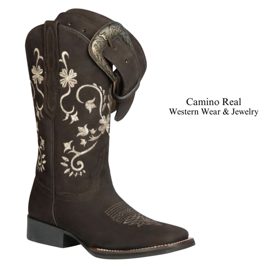 Women's Cowhide Leather Rodeo Square Toe Boots