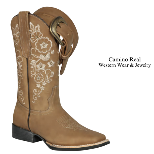 Women's Cowhide Leather Rodeo Square Toe Boots