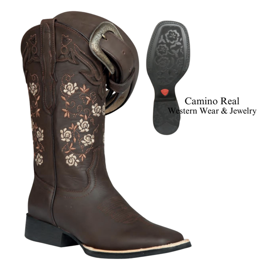 Women's Cowhide Leather Rodeo Square Toe Boots