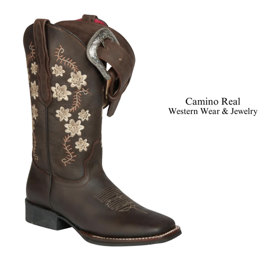 Women's Cowhide Leather Rodeo Square Toe Boots