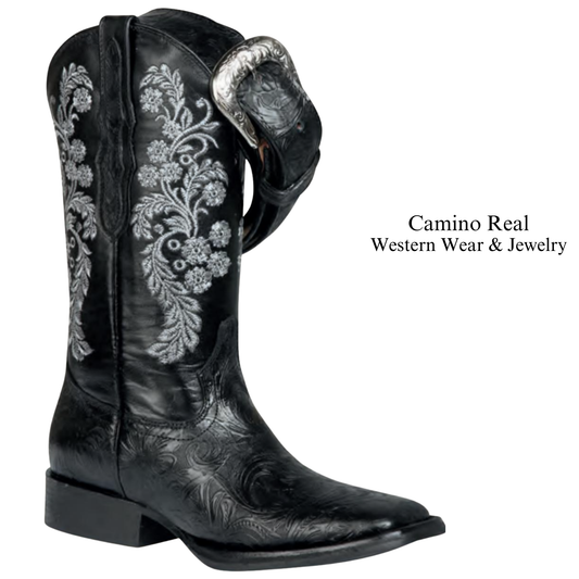 Women's Cowhide Leather Rodeo Square Toe Boots
