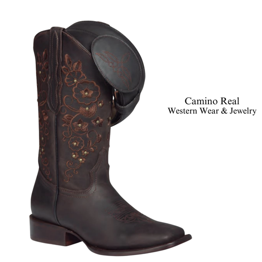 Women's Cowhide Leather Rodeo Square Toe Boots