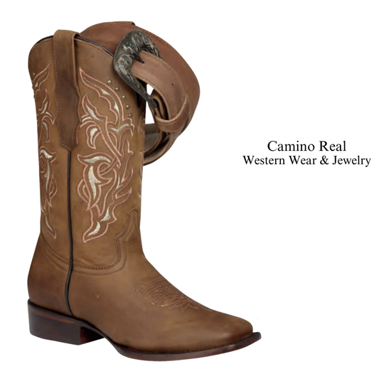 Women's Cowhide Leather Rodeo Square Toe Boots