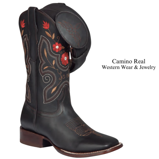 Women's Cowhide Leather Rodeo Square Toe Boots