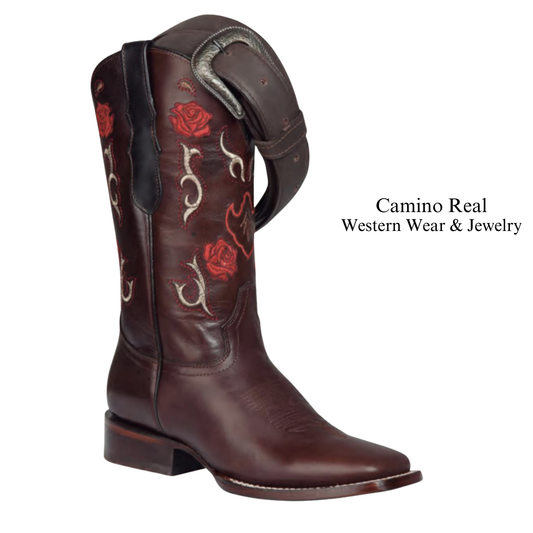 Women's Cowhide Leather Rodeo Square Toe Boots
