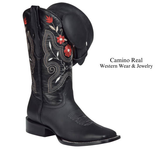 Women's Cowhide Leather Rodeo Square Toe Boots