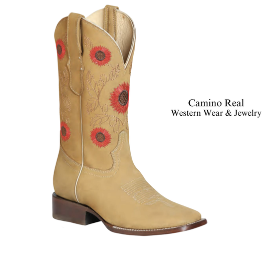 Women's Cowhide Leather Rodeo Square Toe Boots