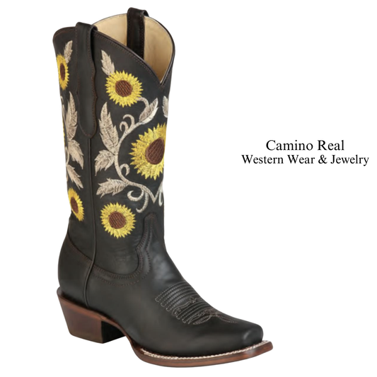 Women's Cowhide Leather Rodeo Square Toe Boots