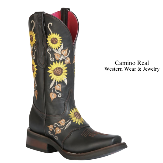 Women's Cowhide Leather Rodeo Square Toe Boots