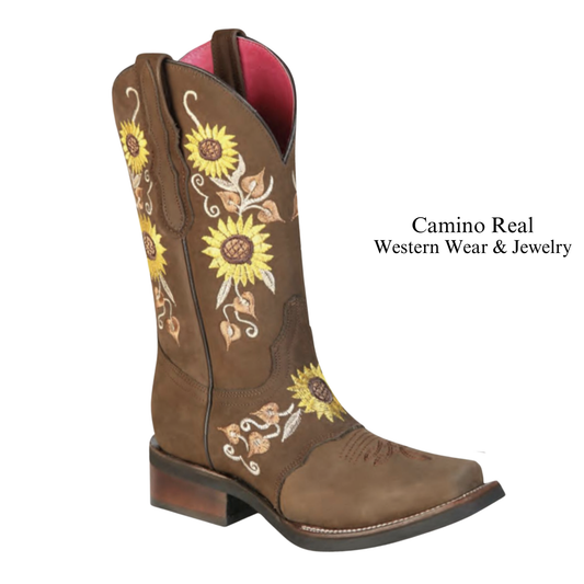 Women's Cowhide Leather Rodeo Square Toe Boots