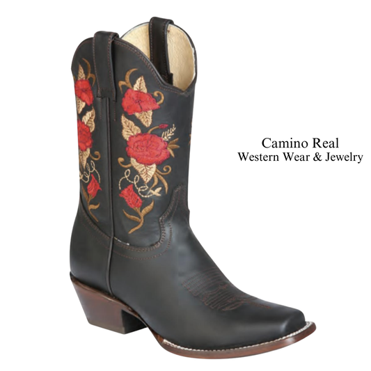 Women's Cowhide Leather Rodeo Square Toe Boots
