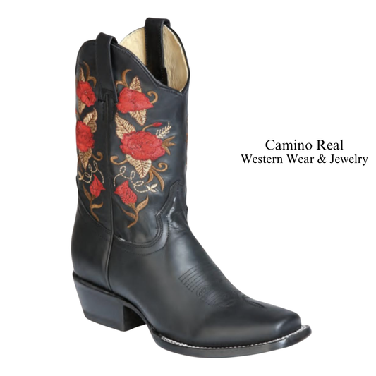 Women's Cowhide Leather Rodeo Square Toe Boots