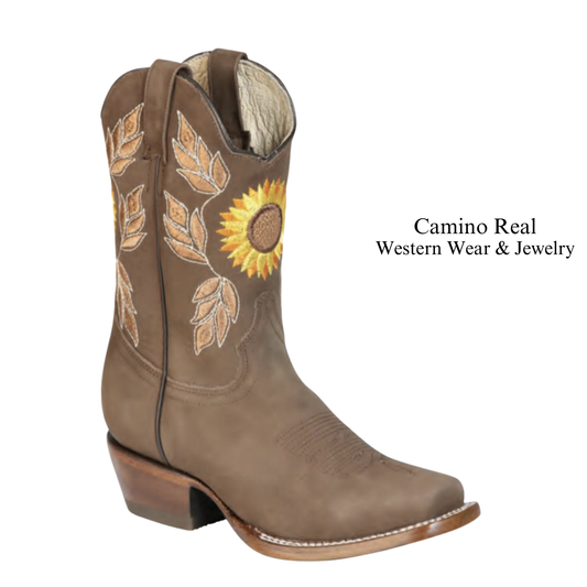 Women's Cowhide Leather Rodeo Square Toe Boots