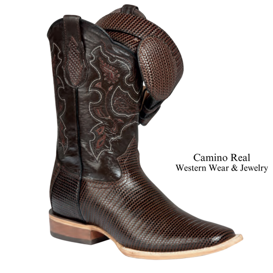 Men's Printed Woven Leather Rodeo Square Toe Boots