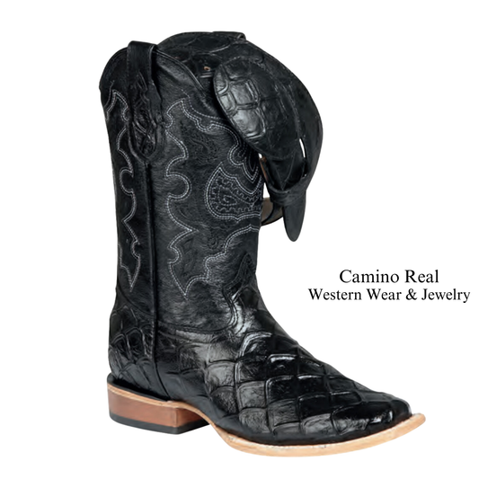 Men's Printed Pirarucu (Monster-Fish) Leather Rodeo Square Toe Boots