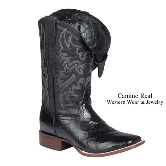 Men's Printed Pirarucu (Monster-Fish) Leather Rodeo Square Toe Boots