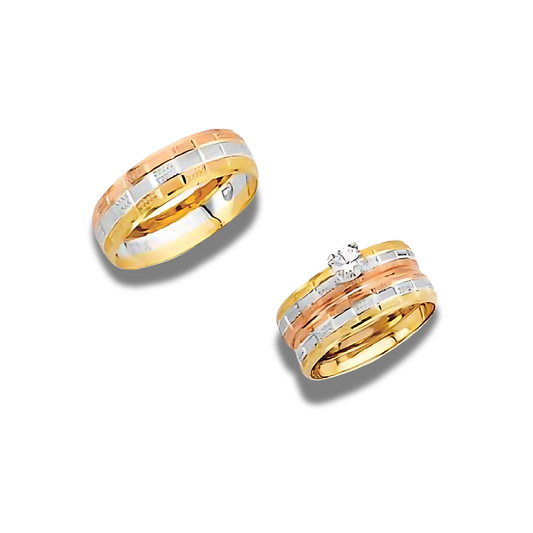 Rosa – 14k Gold Engagement Trio