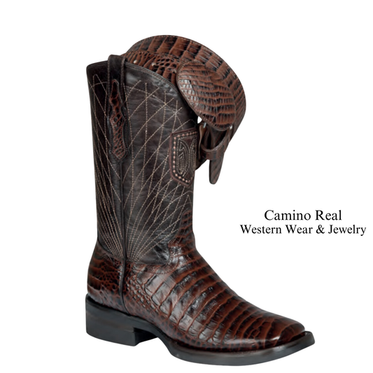 Men's Printed Caiman Belly Leather Rodeo Square Toe Boots