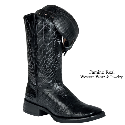 Men's Printed Caiman Belly Leather Rodeo Square Toe Boots