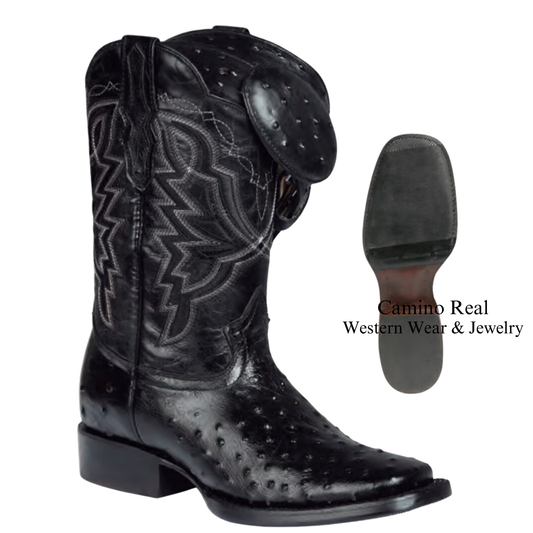 Men's Printed Ostrich Leather Rodeo Square Toe Boots