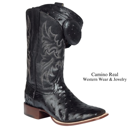 Men's Printed Ostrich Leather Rodeo Square Toe Boots