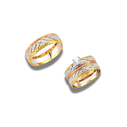 Lirio – 14k Gold Engagement Trio