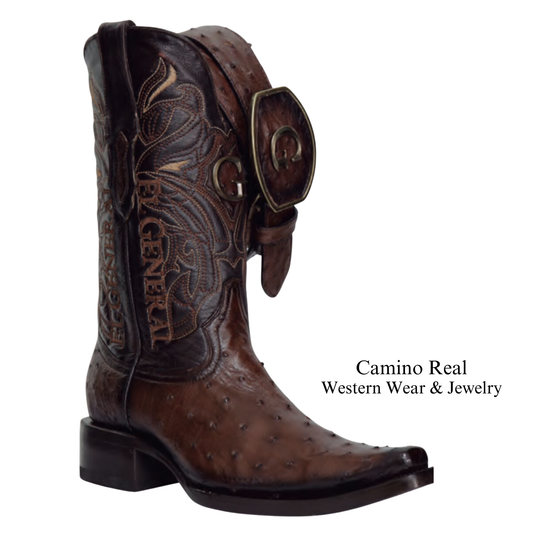 Men's Genuine Ostrich Leather Versace Square Toe Boots