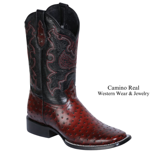 Men's Printed Ostrich Leather Rodeo Square Toe Boots
