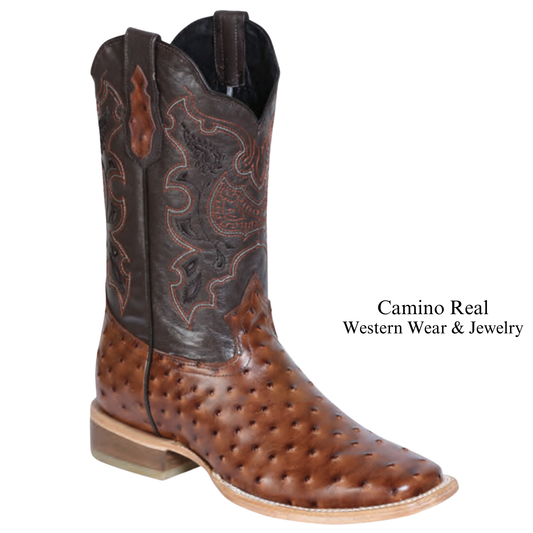 Men's Printed Ostrich Leather Rodeo Square Toe Boots
