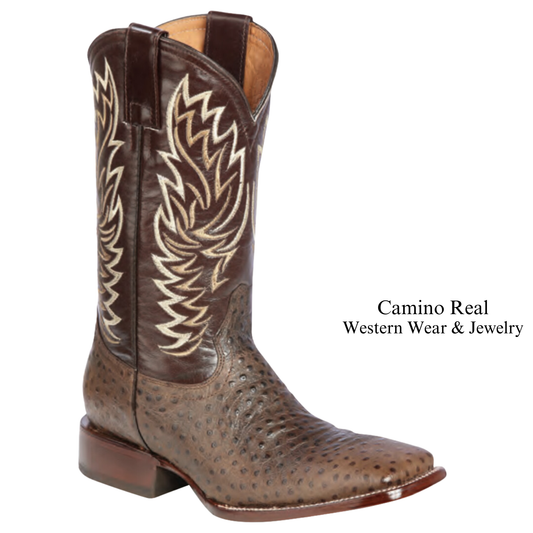 Men's Printed Ostrich Leather Rodeo Square Toe Boots