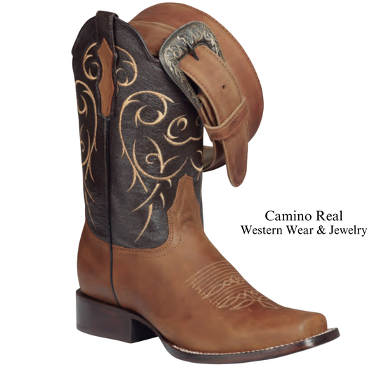 Men's Cowhide Leather Rodeo Square Toe Boots