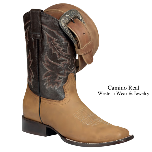 Men's Cowhide Leather Rodeo Square Toe Boots
