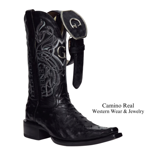 Men's Genuine Ostrich Leather Versace Square Toe Boots