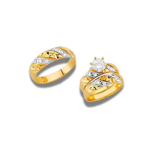 Centzun – 14k Gold Engagement Trio